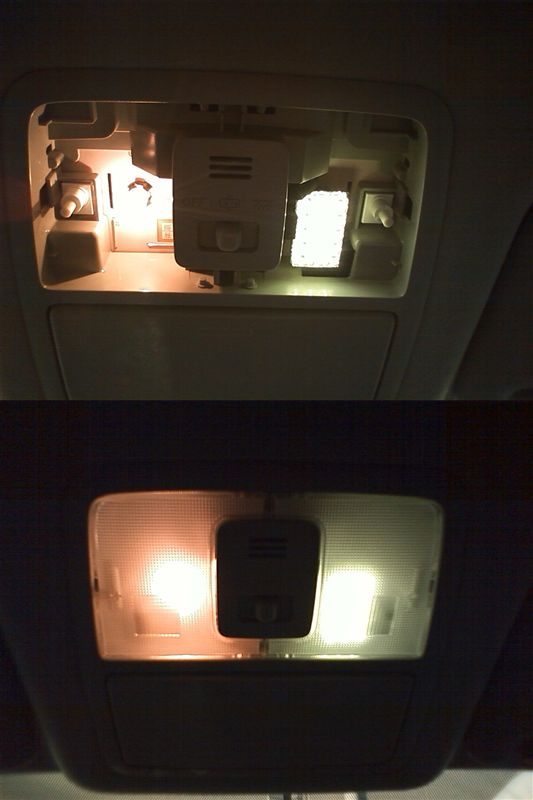 室内LED化。これでルームライトフルLED 【ルームライトLED化(フロントマップライト)】 比較